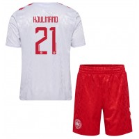 Camiseta Dinamarca Morten Hjulmand #21 Segunda Equipación Replica Eurocopa 2024 para niños mangas cortas (+ Pantalones cortos)